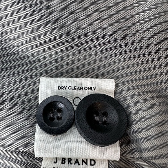 J Brand Zooey Linen Leather Trim Blazer Slate Gray Black Size 4 - Picture 7 of 9